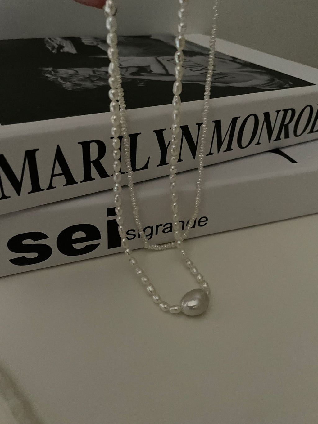 Rice Pearl Necklace with Sterling Silver