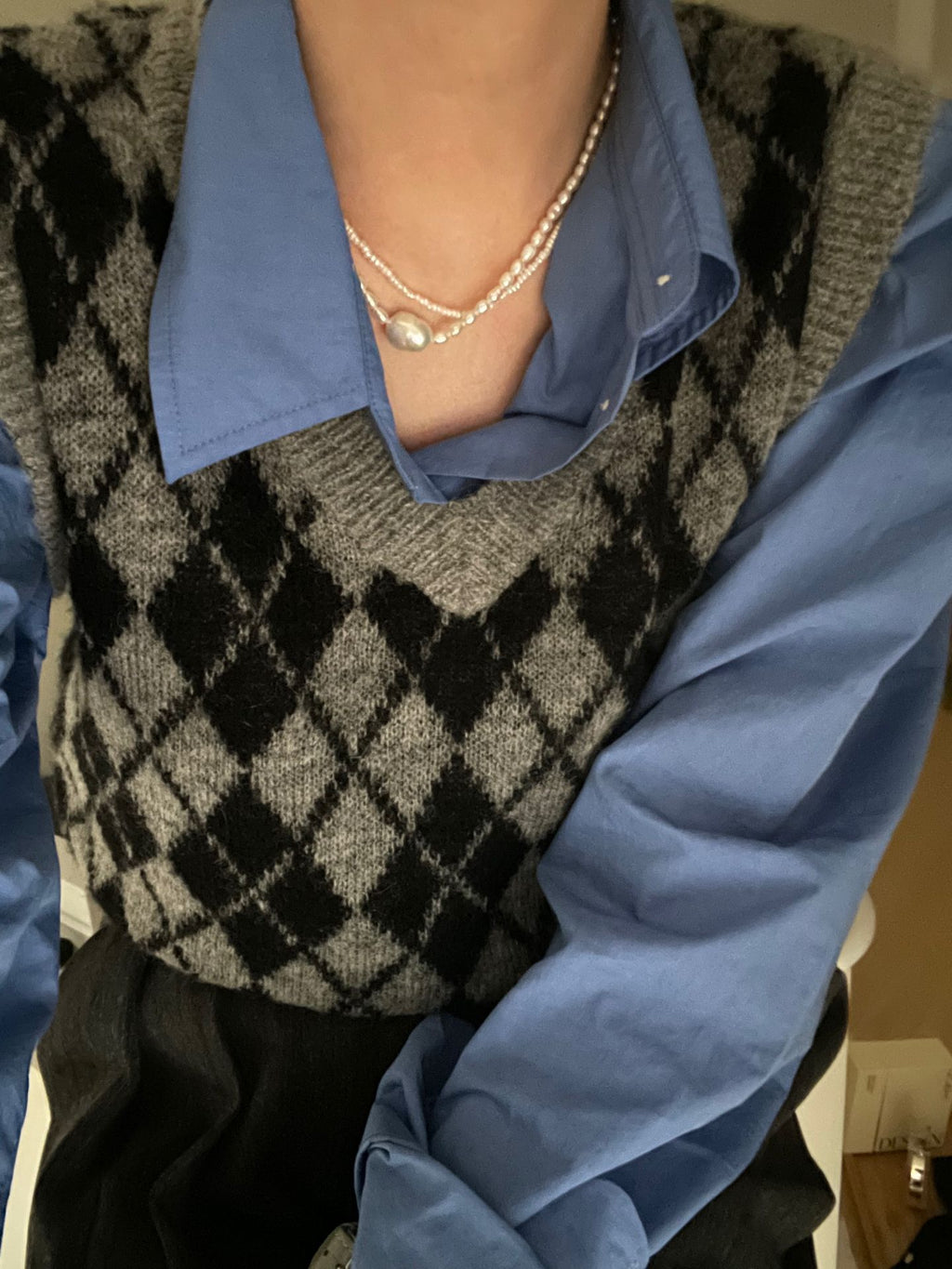 Rice Pearl Necklace with Sterling Silver