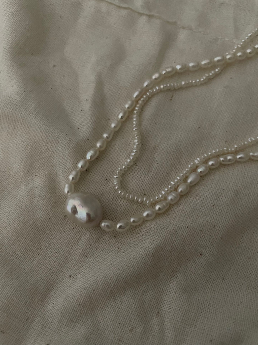 Rice Pearl Necklace with Sterling Silver