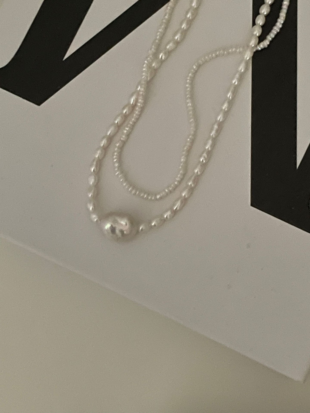 Rice Pearl Necklace with Sterling Silver