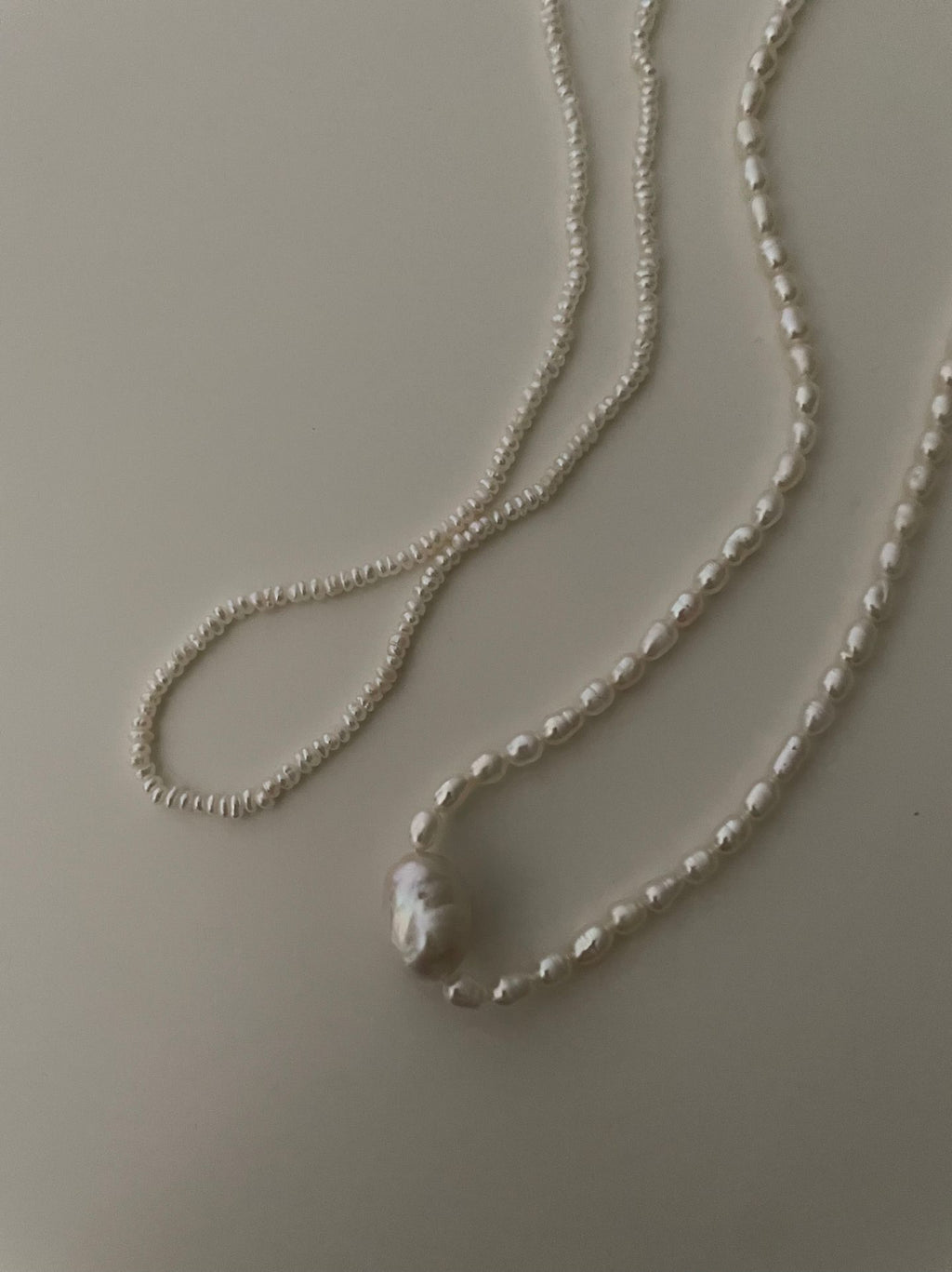 Rice Pearl Necklace with Sterling Silver