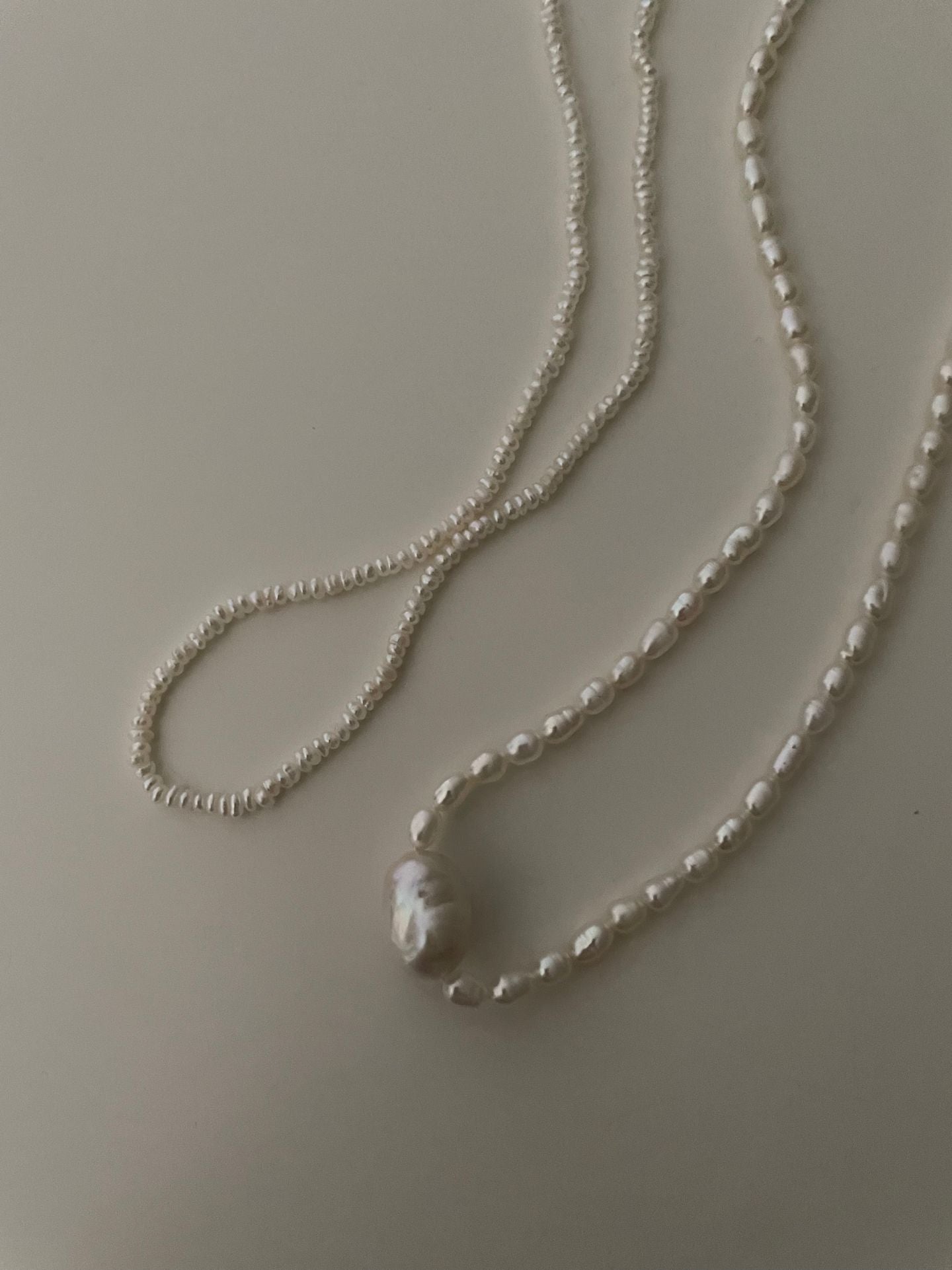 Rice Pearl Necklace with Sterling Silver