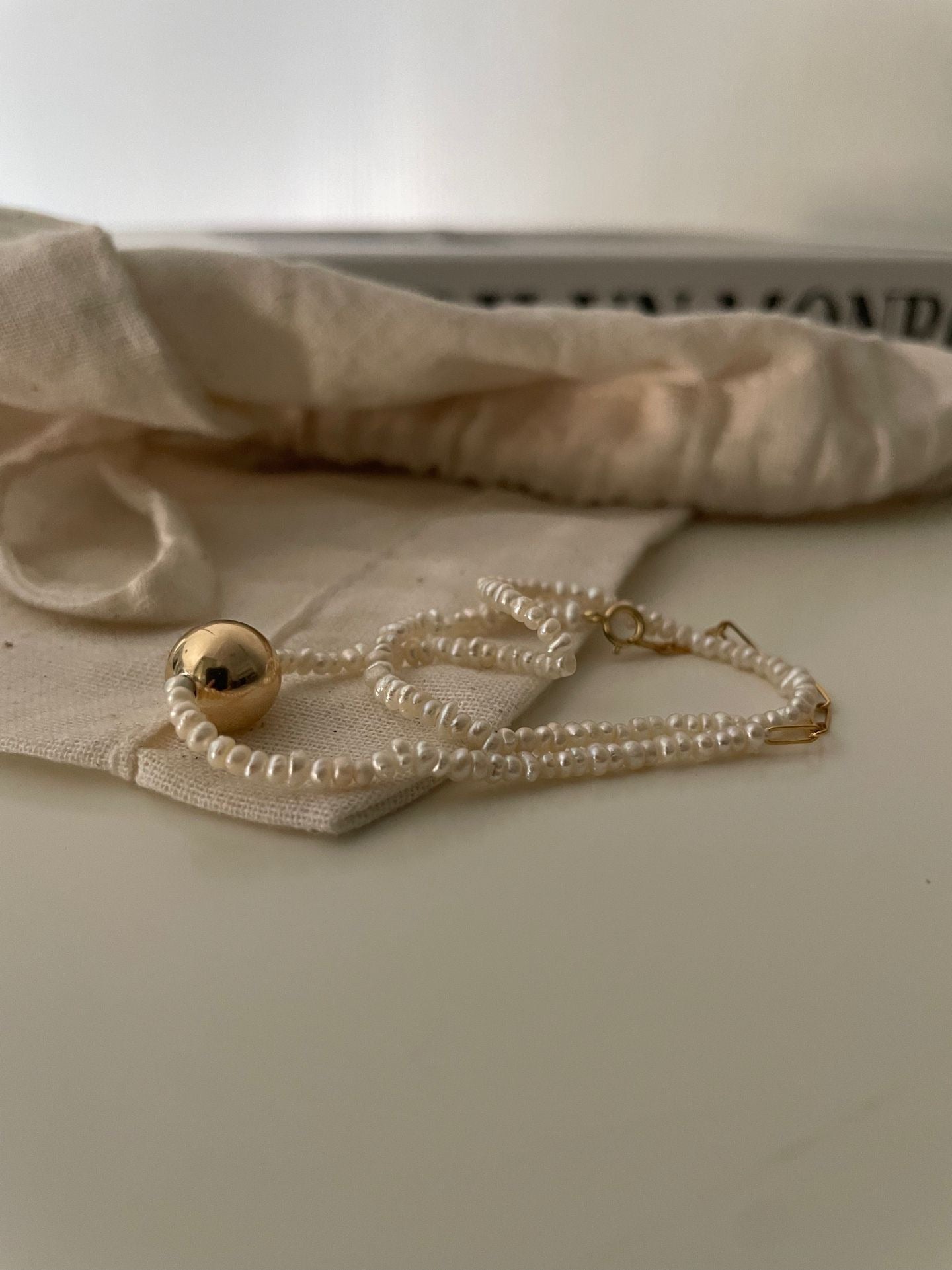 Freshwater Pearl Bracelet with 14K Gold-Filled Detail