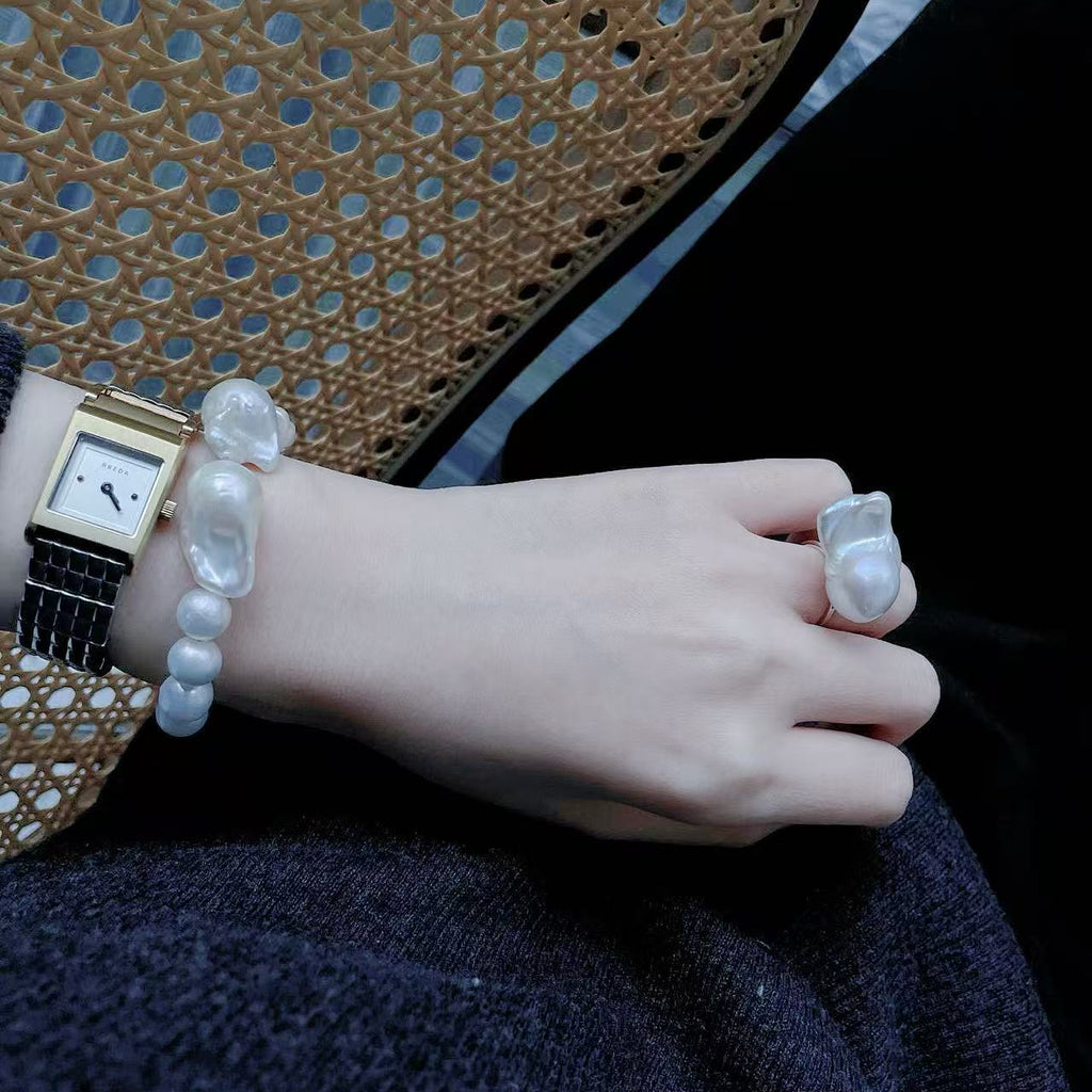 'Semicircle' Baroque & Round Pearl Bracelet