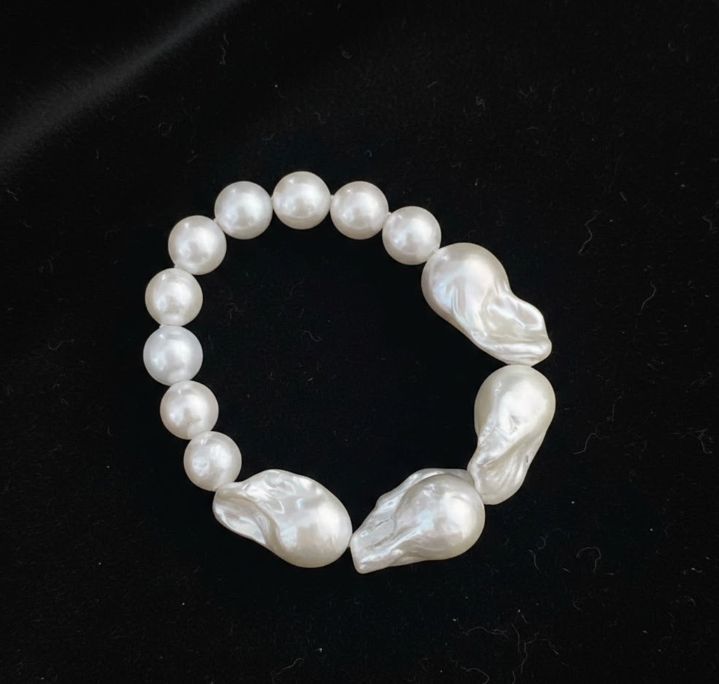 'Semicircle' Baroque & Round Pearl Bracelet
