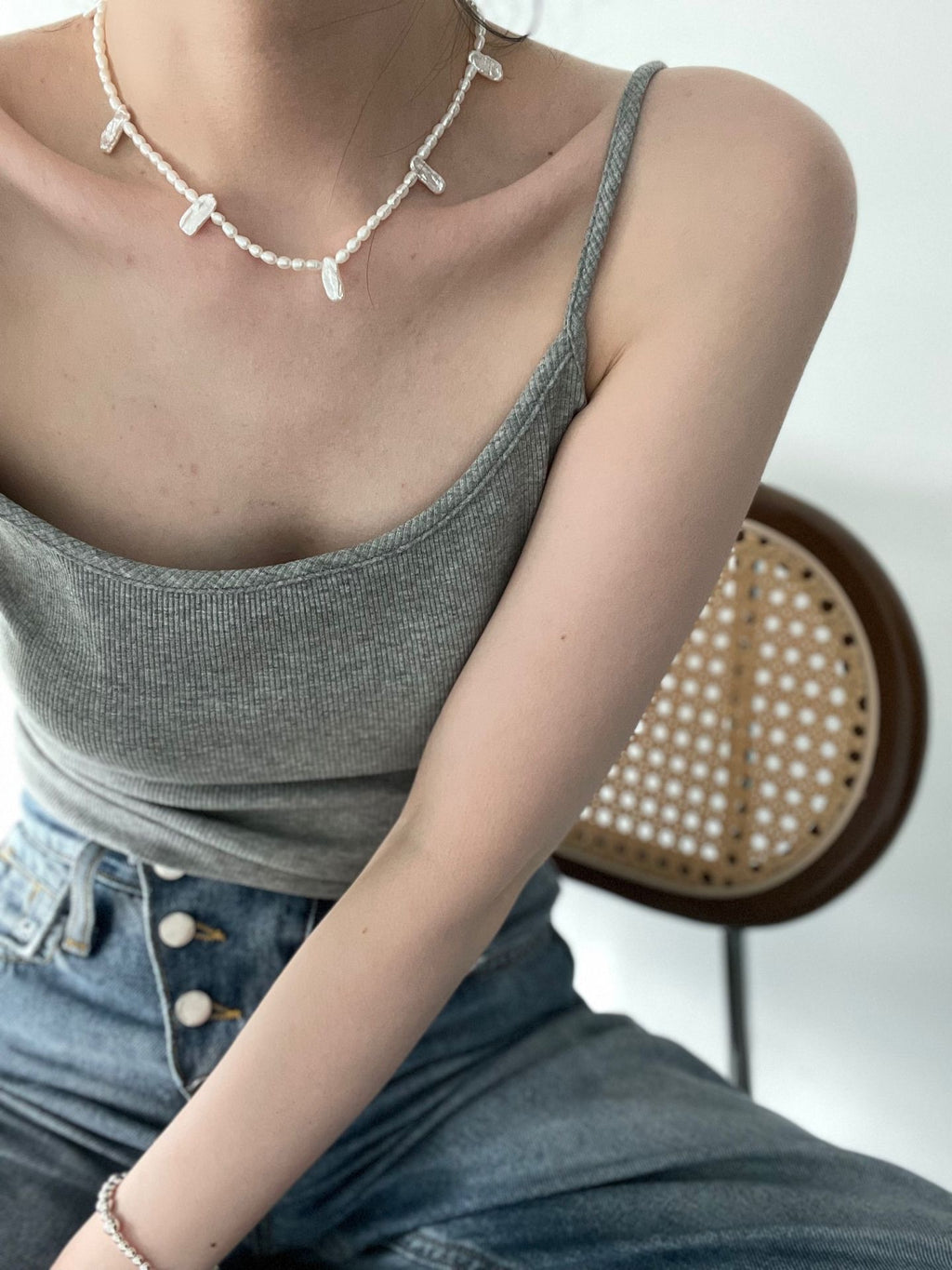 Baroque Pearl Necklace with Sterling Silver