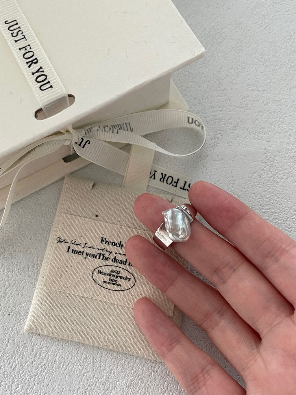 Keshi Pearl Ring with Sterling Silver