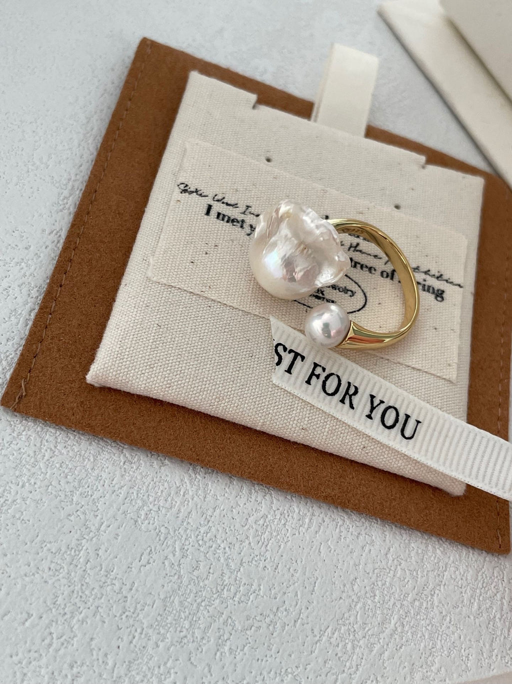 Baroque Pearl Open Ring with 18K Gold-Plated Silver