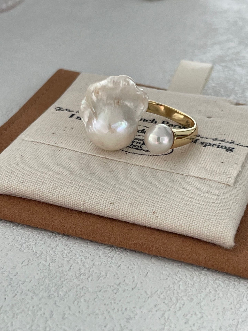 Baroque Pearl Open Ring with 18K Gold-Plated Silver