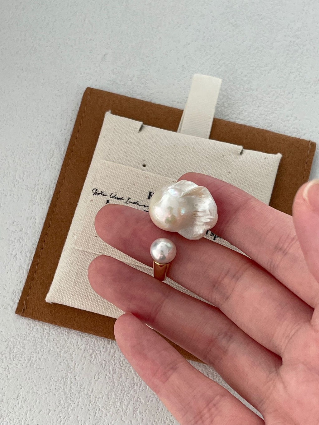 Baroque Pearl Open Ring with 18K Gold-Plated Silver