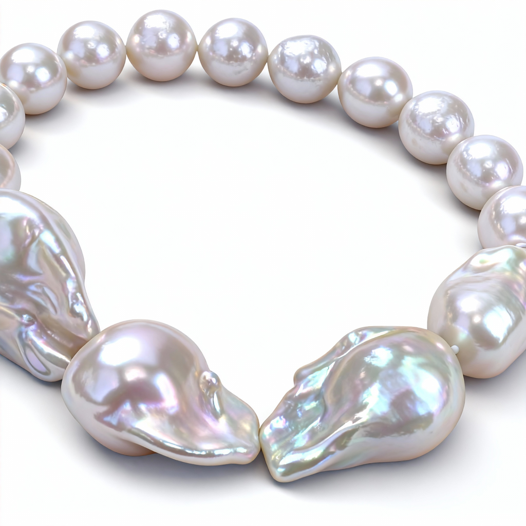'Semicircle' Baroque & Round Pearl Bracelet