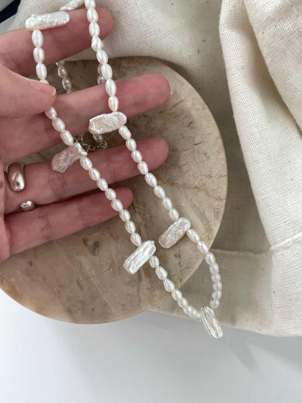 Baroque Pearl Necklace with Sterling Silver