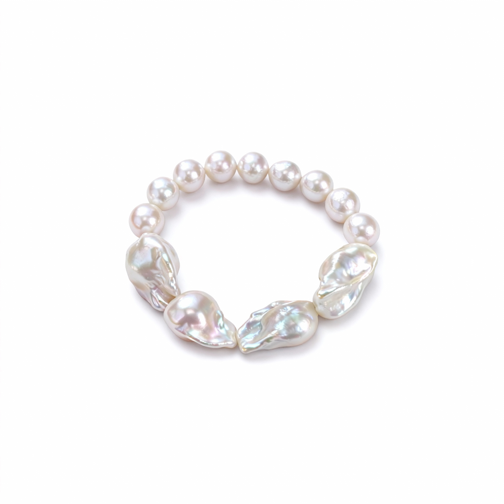 'Semicircle' Baroque & Round Pearl Bracelet